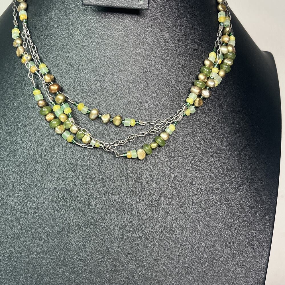 vintage silpada sterling silver 925 Necklace Collar Green Bronze Brown Blue Tone